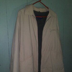 Large Mens London Fog Jacket Lightweight Tan Cream Coat